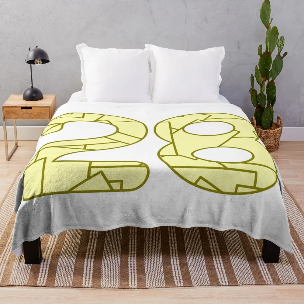 The number twenty-eight (28) in light yellow Throw Blanket Furry decorative Blankets