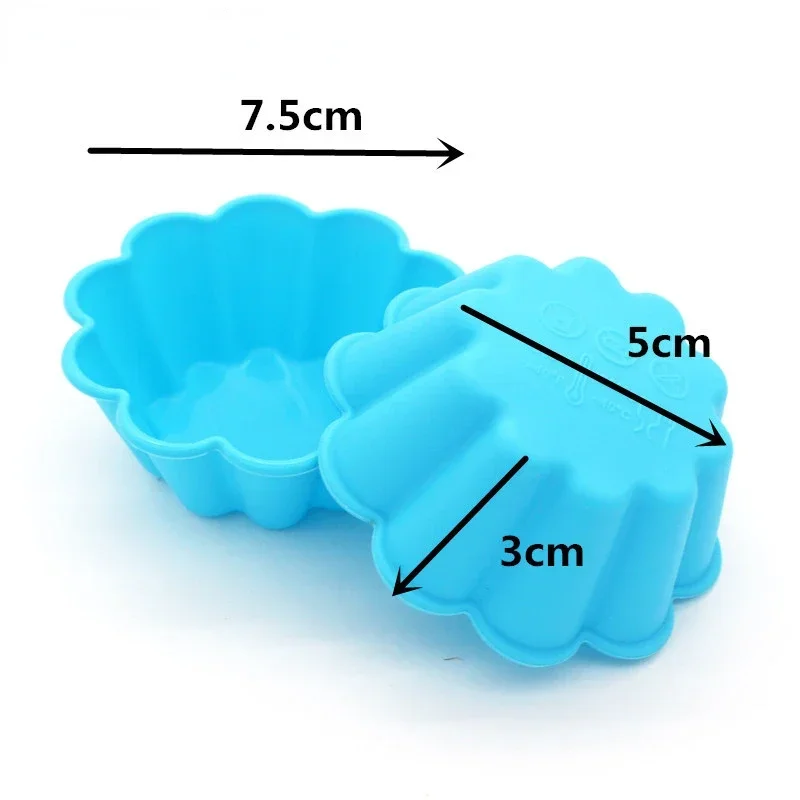 Thick Silicone Cupcake Mold Large Flower Muffin Cake Baking Moulds 12Pieces