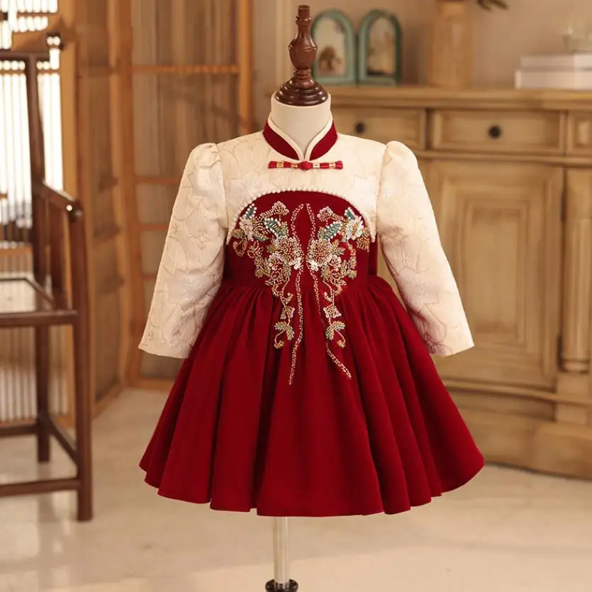 

New Children Boutique Princess Evening Gown Kids Catwalk Performance Wedding Birthday Baptism Party Girls Dress A3546