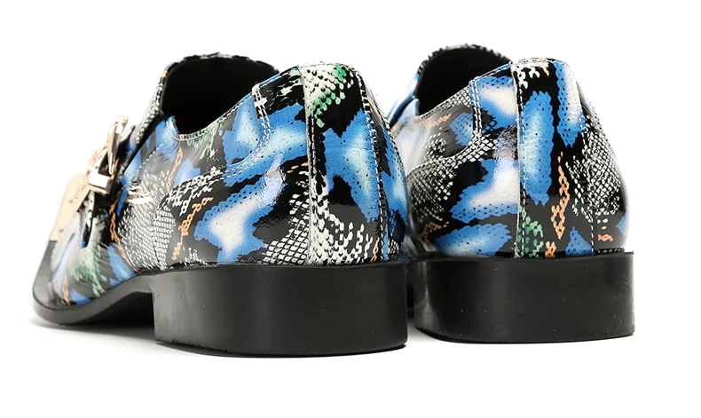 Herrenschuhe aus echtem Pythonleder, formelle Anzugschuhe mit Metallketten-Dekor, luxuriöse Modeschuhe für Frühling und Herbst, Business-Bankett-W – Detail 18