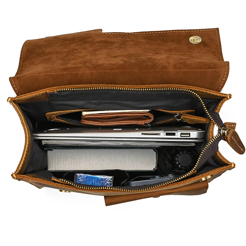 Genuine Leather Double Shoulder Backpack Bag Men Women Vintage Leather Backpackbag 15 16 Inch Laptop Bag Crazy Horse Leather