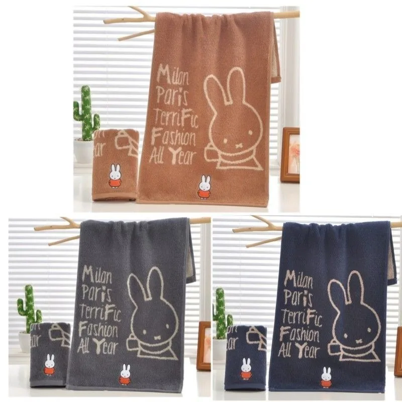 

New Kawaii Miffy Towel Made of Pure Cotton for Household Use Dark Color Dirt Resistant Soft and Absorbent Without Shedding Hair