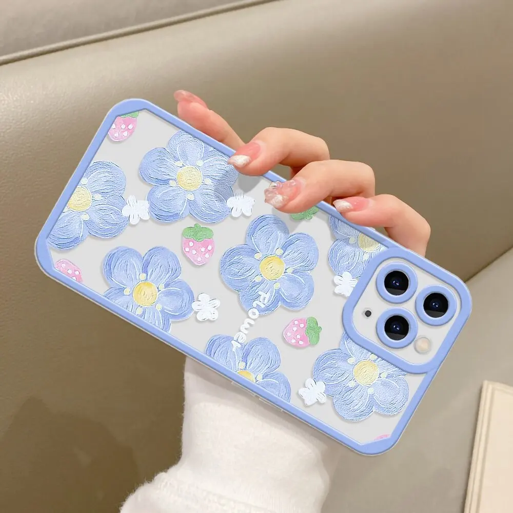 INS Korean Pink Violet Flowers Clear Case for Infinix Note 30 40 30i Hot 40 Pro 30 Play 30i Tecno Spark 10 20 Camon 19 Neo Cover