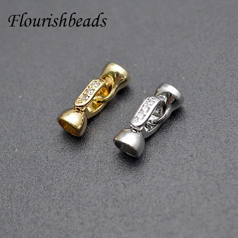 

5x11mm High Quality Nickle Free Gold Plating CZ Beads Paved Clasp Connector for DIY Jewelry Making Accessories 30pcs/lot