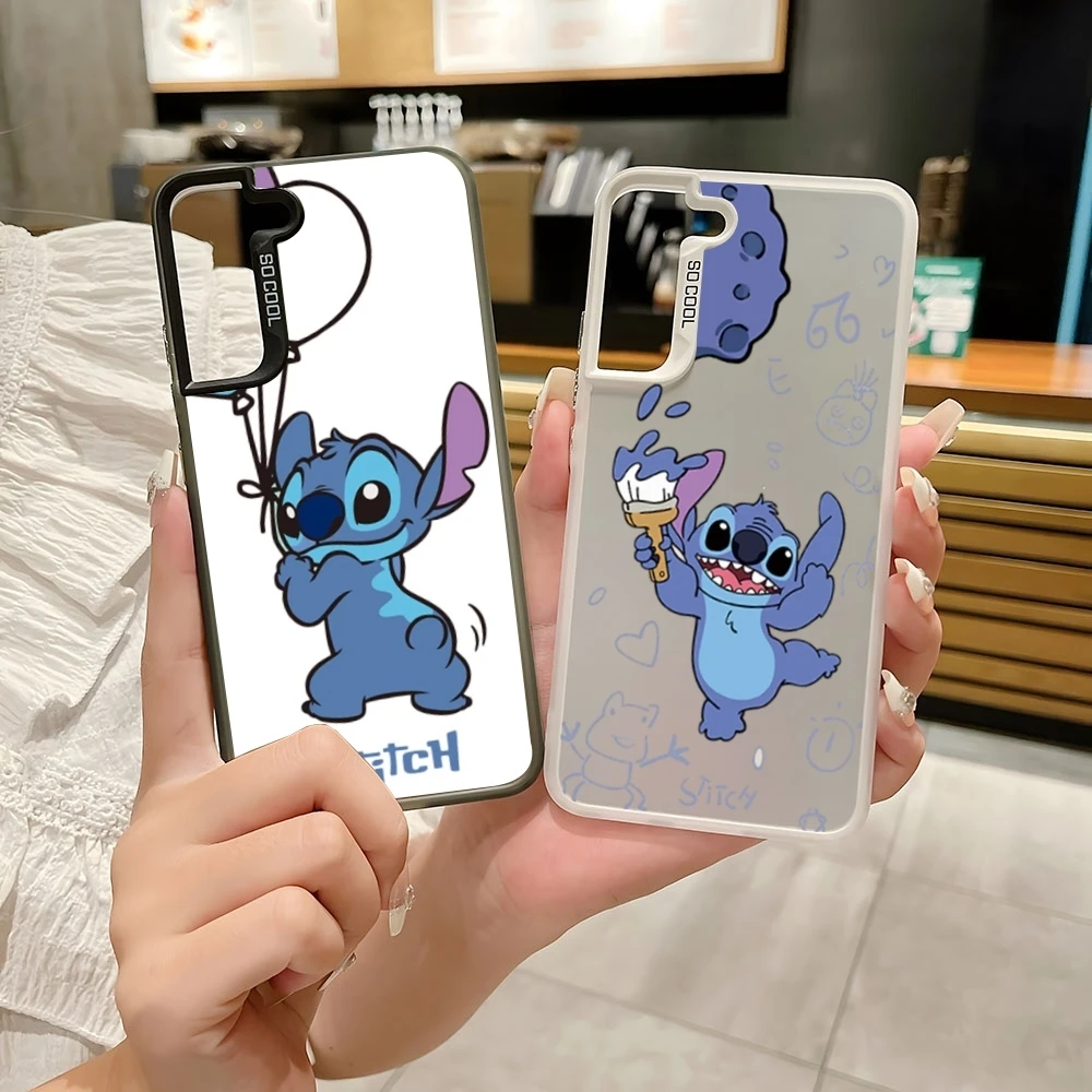 Disney Stitch Colored Silver Trendy Phone Case for Samsung s 22 23 24 Note 20 Ultra Plus PRO FE cover