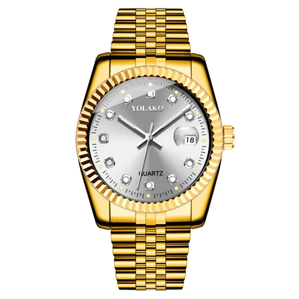 Fashion Diamond Calendar Mens Watches Business Luxury High Quality Quartz Watch For Men Stainless Steel Wristwatch Reloj Hombre