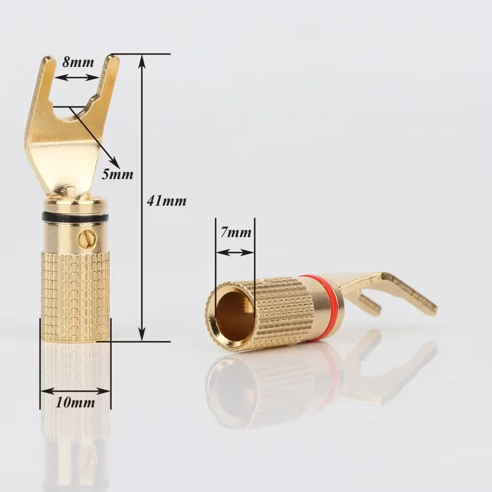 

Hifi SY1519 Brass Rhodium/Gold Plated Y-Spade Plug for Home Theater/CD 8PCS