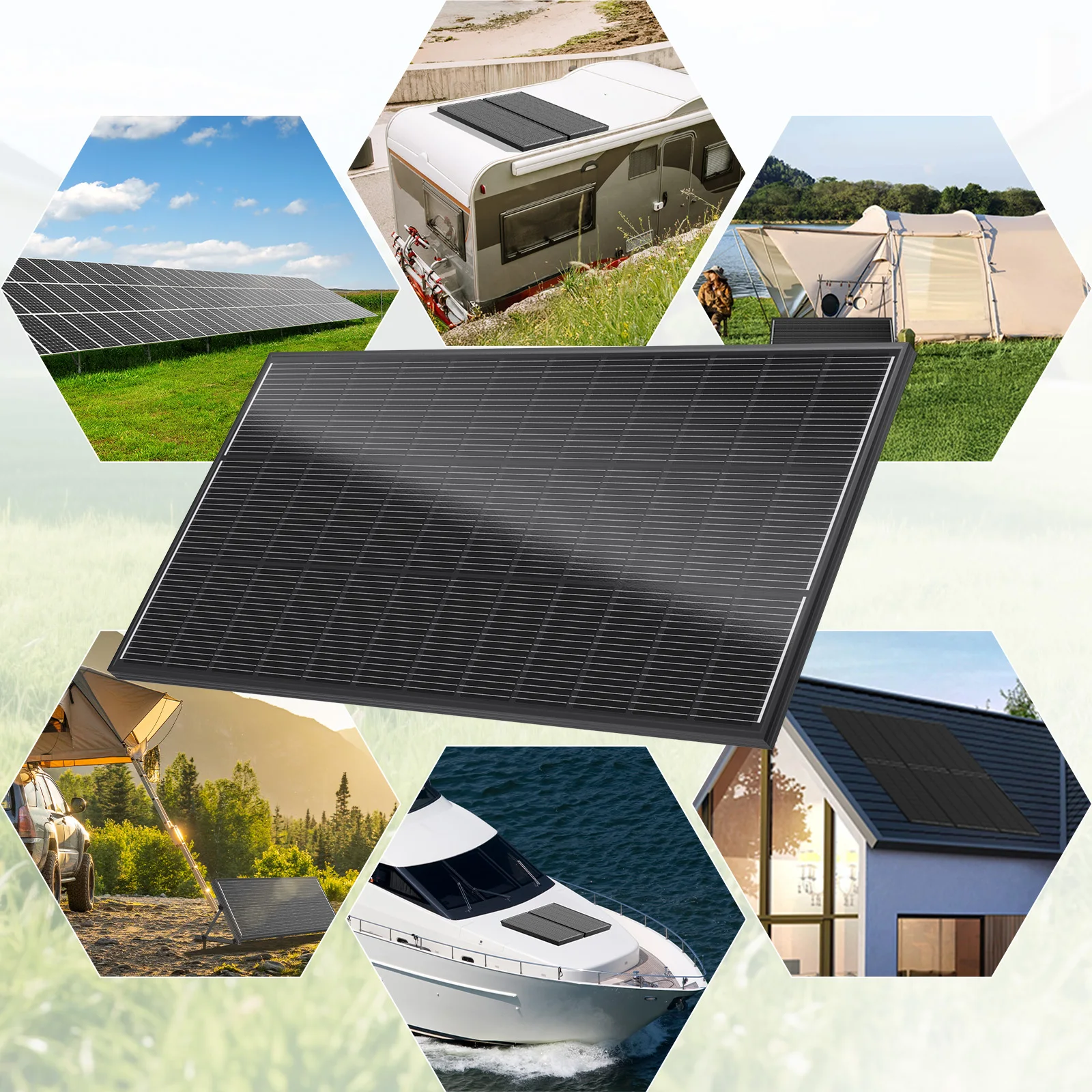 WERCHTAY 200W Solar Panel 12 Volt Monocrystalline Solar Panel 18BB Cells High Efficiency Module RV Marine Boat Caravan Off Grid