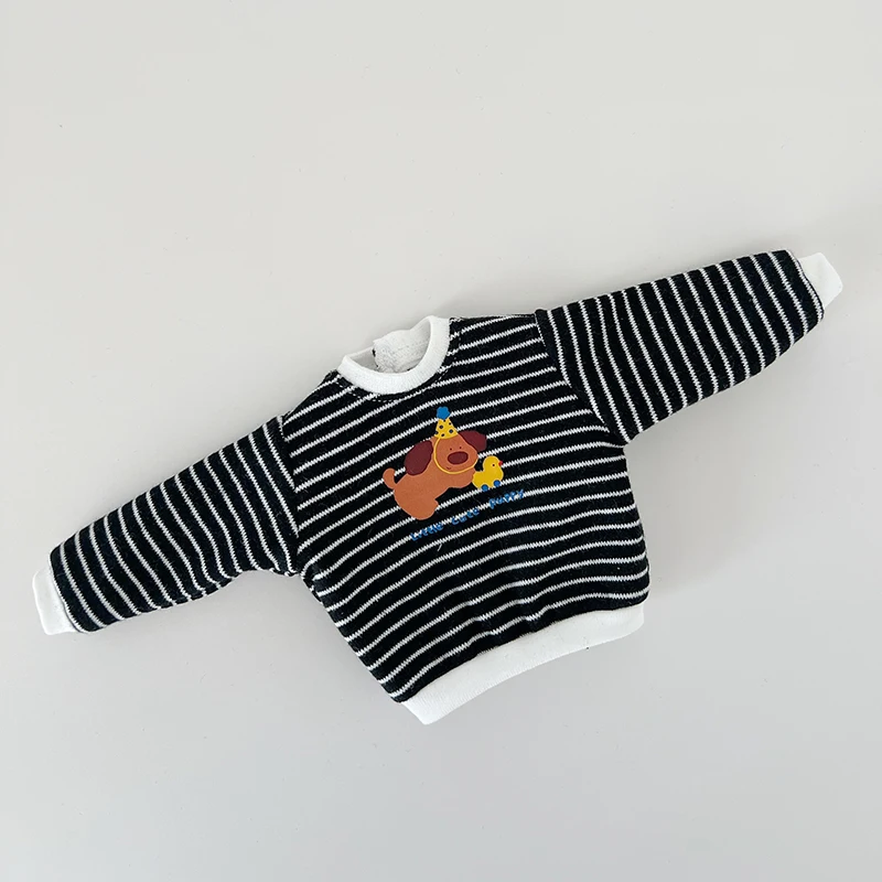 DLBell Blyth Puppenkleidung, gestreiftes Sweatshirt, süßer Hundedruck, lässige Oberteile, sportliches Outfit für Blyth OB24 Azone Pullip 1/6 Puppen
