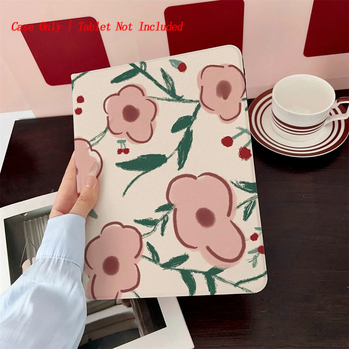

Sweet Light Pink Flowers Pattern iPad Case for Air 4 10.9/Mini 4 7.9/2 9.7 Dust-Proof Charging Port