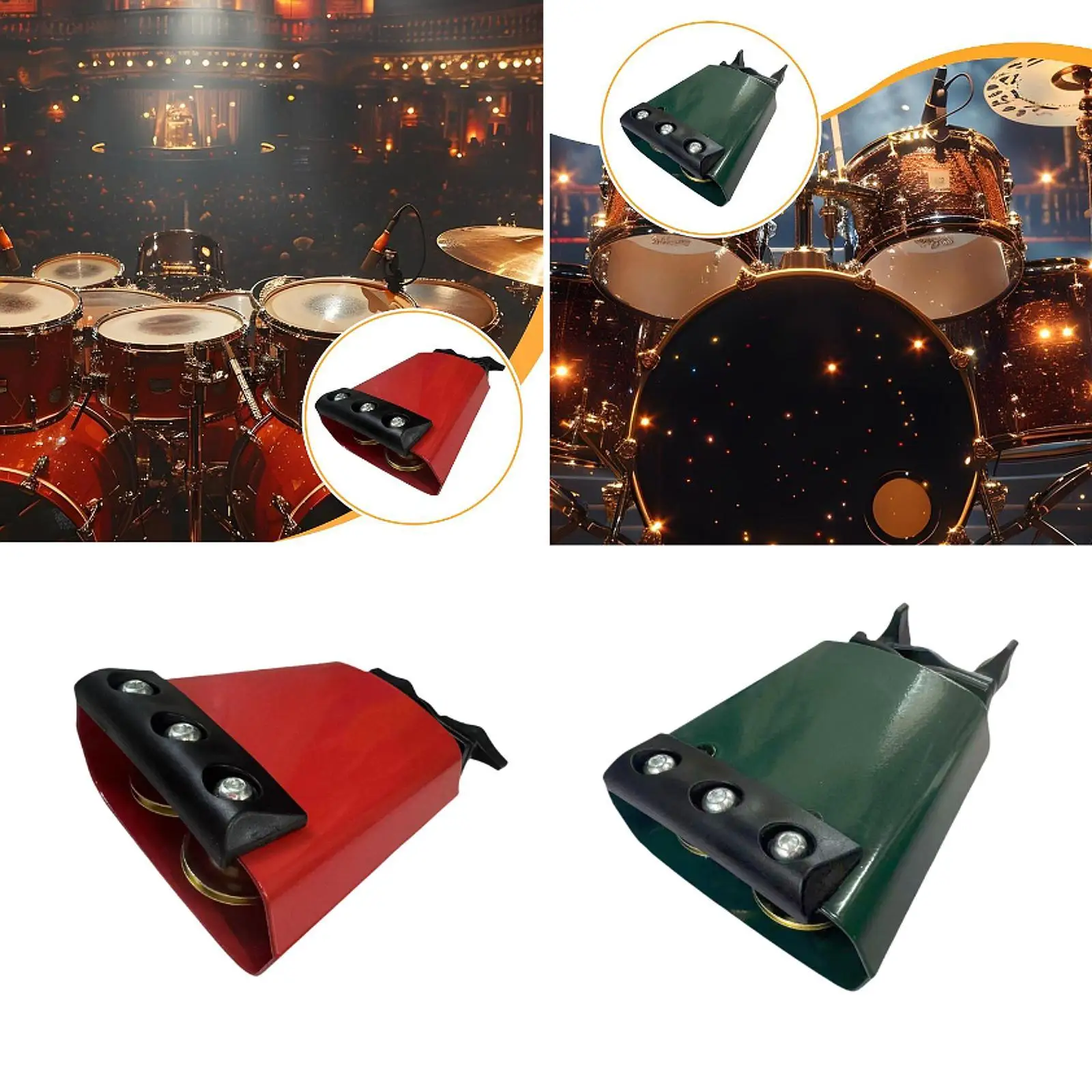 

Cowbell Drum Kit Accessory Metal Hand Percussion Cowbell Multiple Sound Noise Maker for Sporting Events Festive Rock Cheering