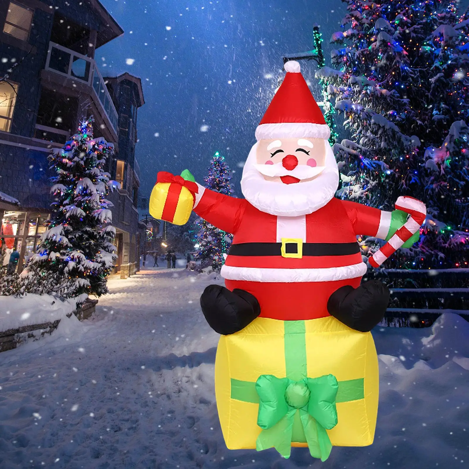 

Надувной Санта-Клаус со светодиодной подсветкой, рождественское украшение, уличный сад, взорванная игрушка для детей, подарок на день рождения, для женщин и мужчин, патио