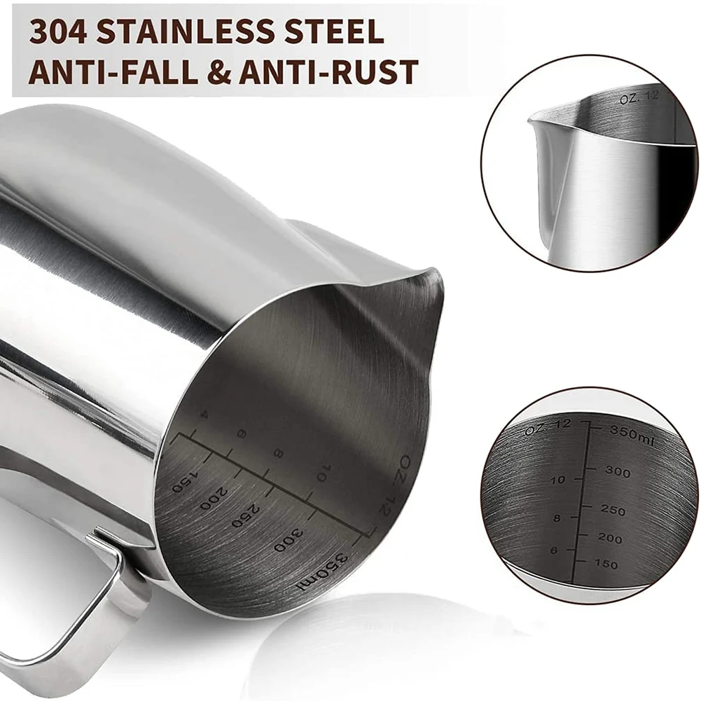 &A11I Milk Frothing Jug 350Ml Milk Jug Stainless Steel Milk Jug Frothing Pitcher Milk Jug for Coffee Machine