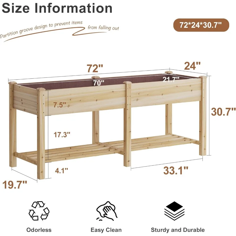 Letto da giardino rialzato con gambe supporto per fioriera in legno rialzato per la coltivazione della scatola di supporto per fioriera grande rinforzata rialzata nel cortile