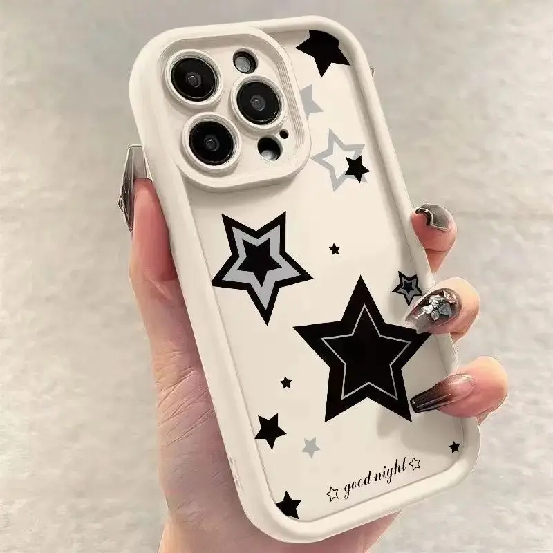 Cute Pink Stars Phone Case for Samsung S25 S24 S23 S22 S21 S20 Note 20 FE Plus Ultra 5G Soft Silicone TPU Cover