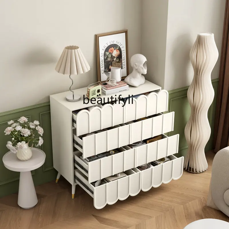 French Cream Style Chest of Drawers Living Room Side Cabinet Bedroom Storage Cabinet Simple Modern Storage Chest of Drawer