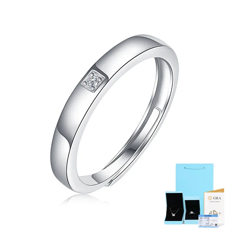 

S925 silver moissanite to spend the rest of your life together ring, live adjustable men's and women's new spot couple's ring wh