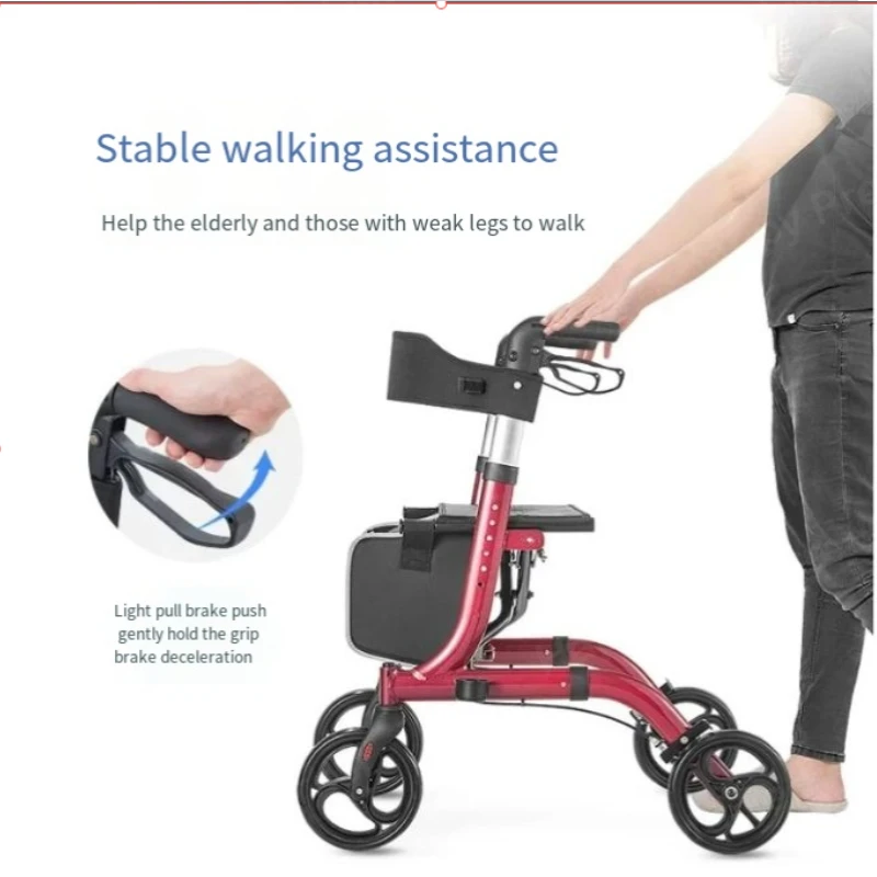 Rollator Walker Lightweight Aluminum Loop Brake Folding Walker Adult height Adjustable Seat By Legs And Arms