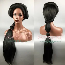 Halloween Women  Aladdin Princess Jasmine wig Black Long styled Braided wig Role Play costumes