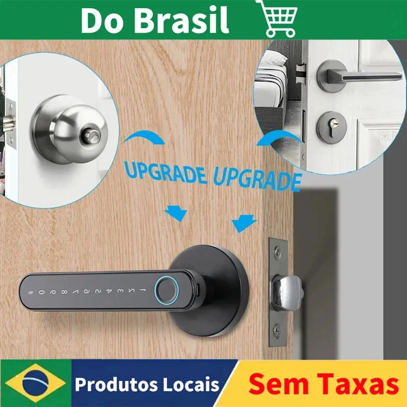 Do Brasil Tuya Door knob Lock Biometrics Fingerprint Smart Door Handle Locks Password Electric Digital APP for Home