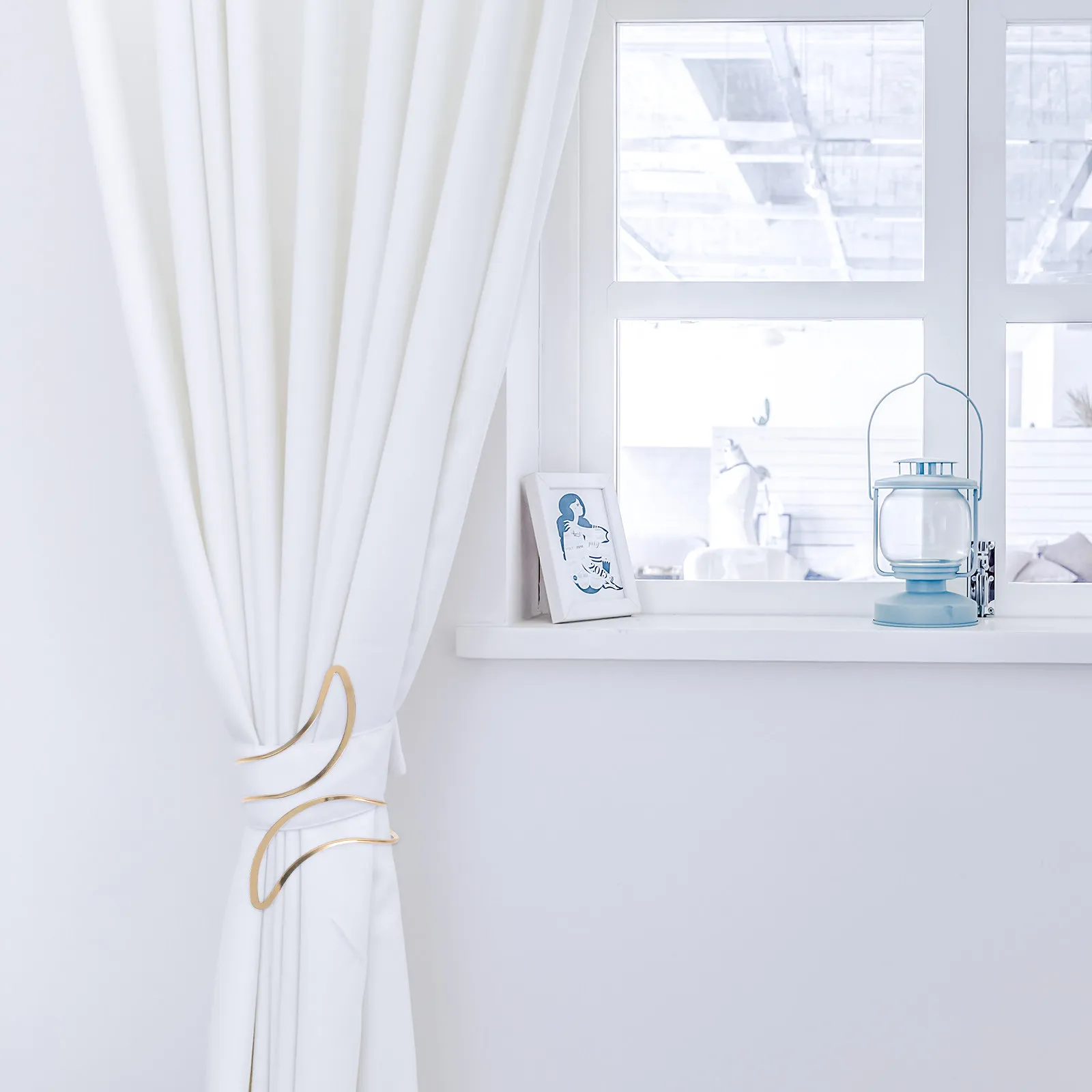 2 attaches de rideaux en métal en forme de lune, minimalistes et modernes, pour salon, chambre, bureau à domicile, fenêtre, draperie