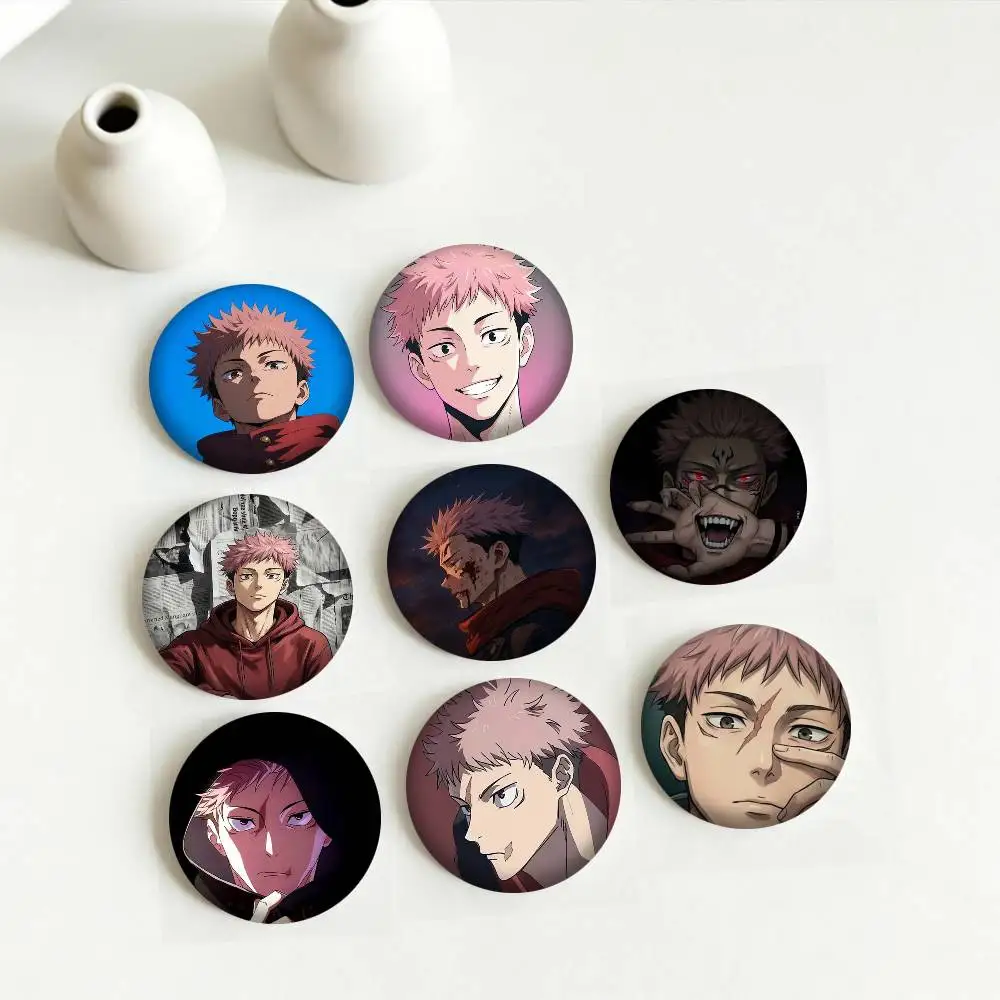A-Anime Jujutsu Kaisen Yuji Itadori 25mm 32mm 44mm 58mm 75mm Brooches Badges Pins for Accessories Gift