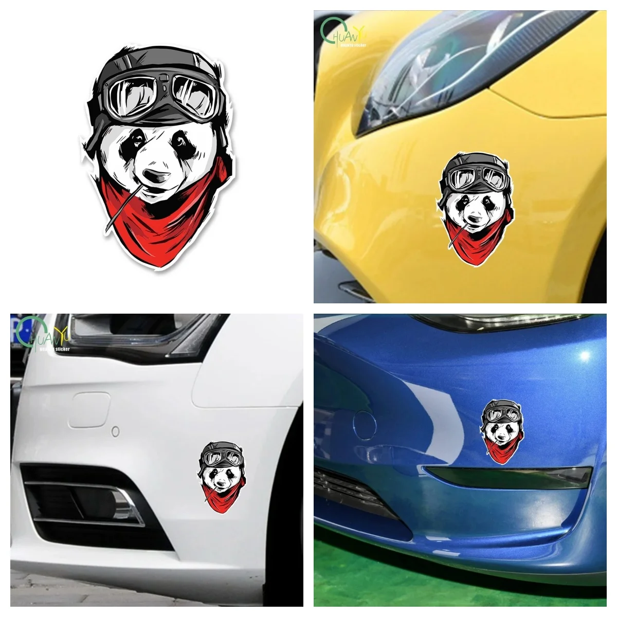 Panda bicycle cartoon car sticker helmet motorcycle sun protection vinyl JDM bumper truck patternPVC