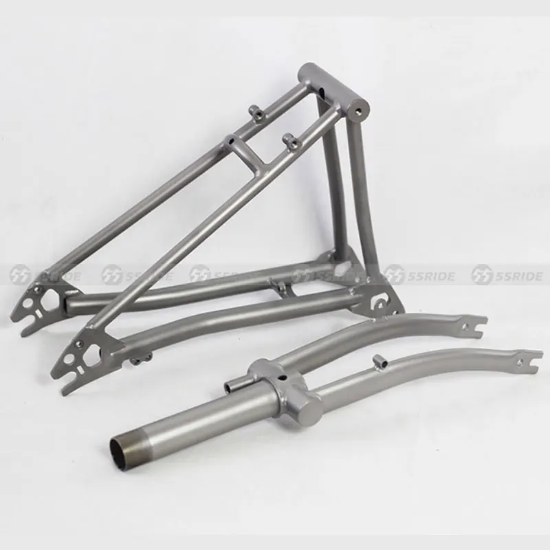 Fork and Triangle for Folding Bike, P Line C Brake, Titanium, 16 in, Foldable Bicycle Parts