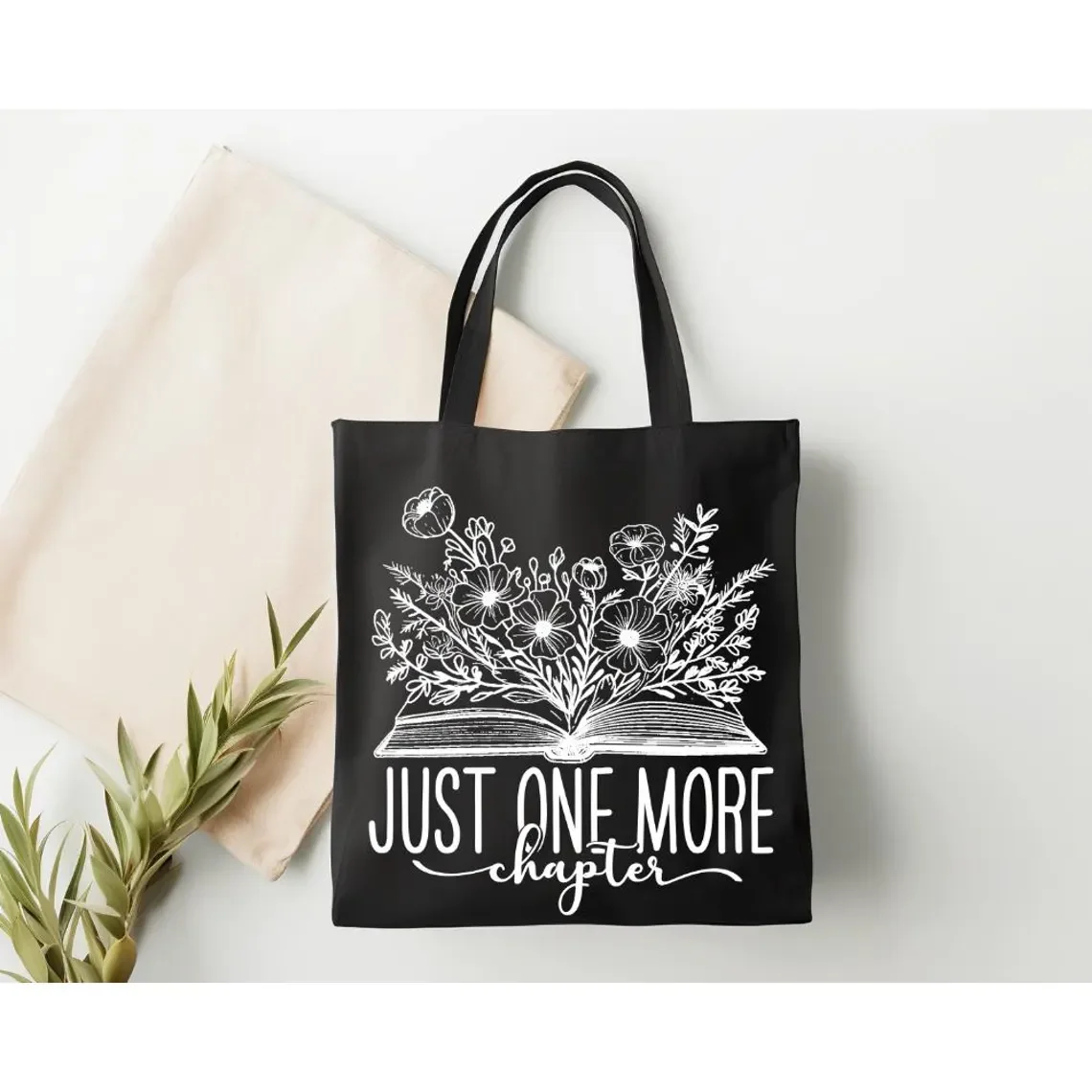Lieblingsbücher-Tragetasche, Geschenk für Buchliebhaber, Geschenktasche für Lehrer, Weihnachtsgeschenk, Buchclub, Blumen-Tragetasche – Detail 5