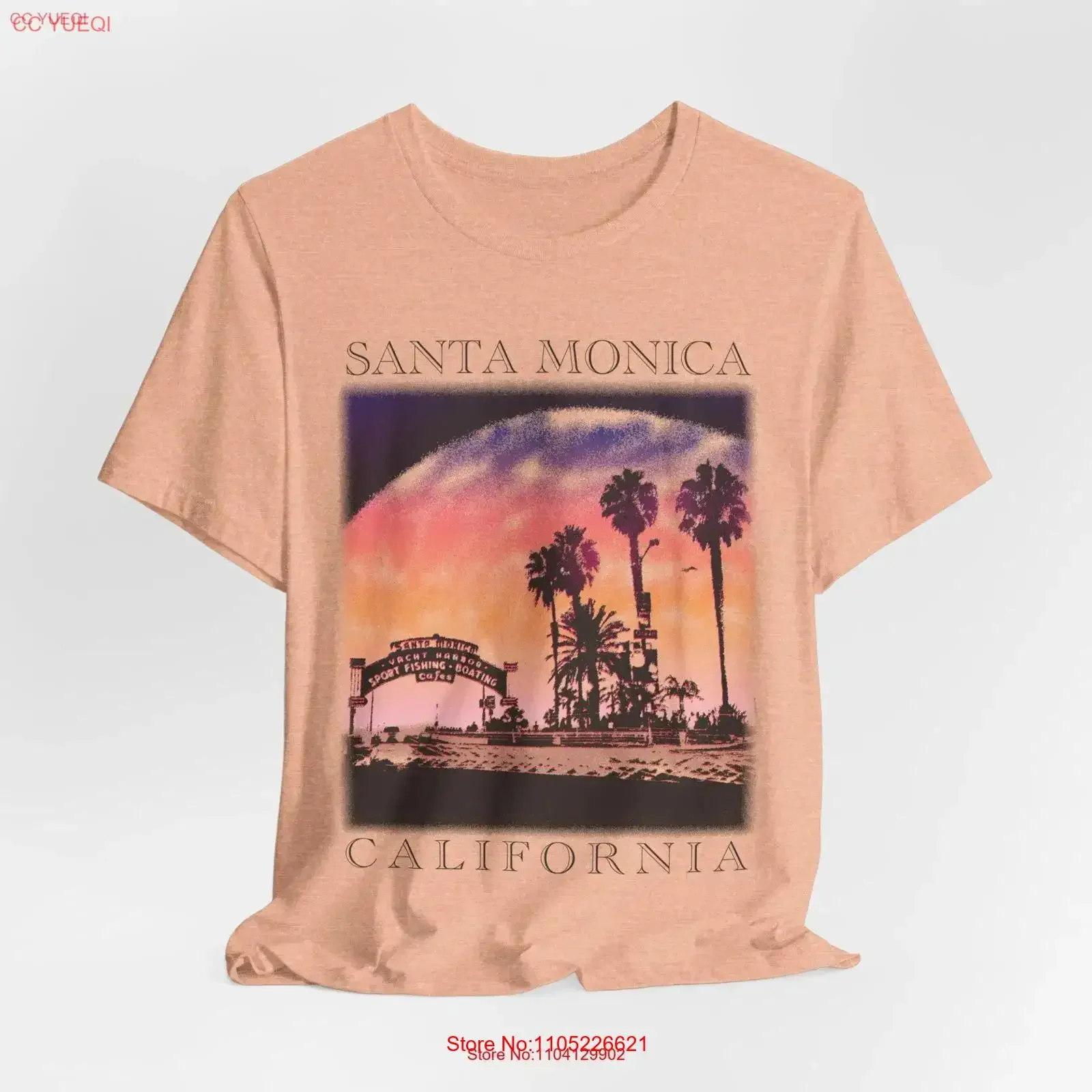Santa Monica T Shirt Los Angeles California Travel Unique for her Vintage Style vintage Washed fashion homme Comfortable Unisex