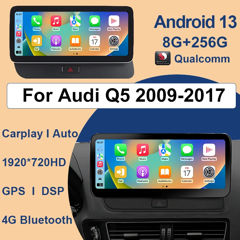 

Android13 12.5inch Carplay AUTO For AUDI Q5 2009-2016 Factory Price 8G+256G Car Video Players GPS Navigation Qualcomm Radio WIFI