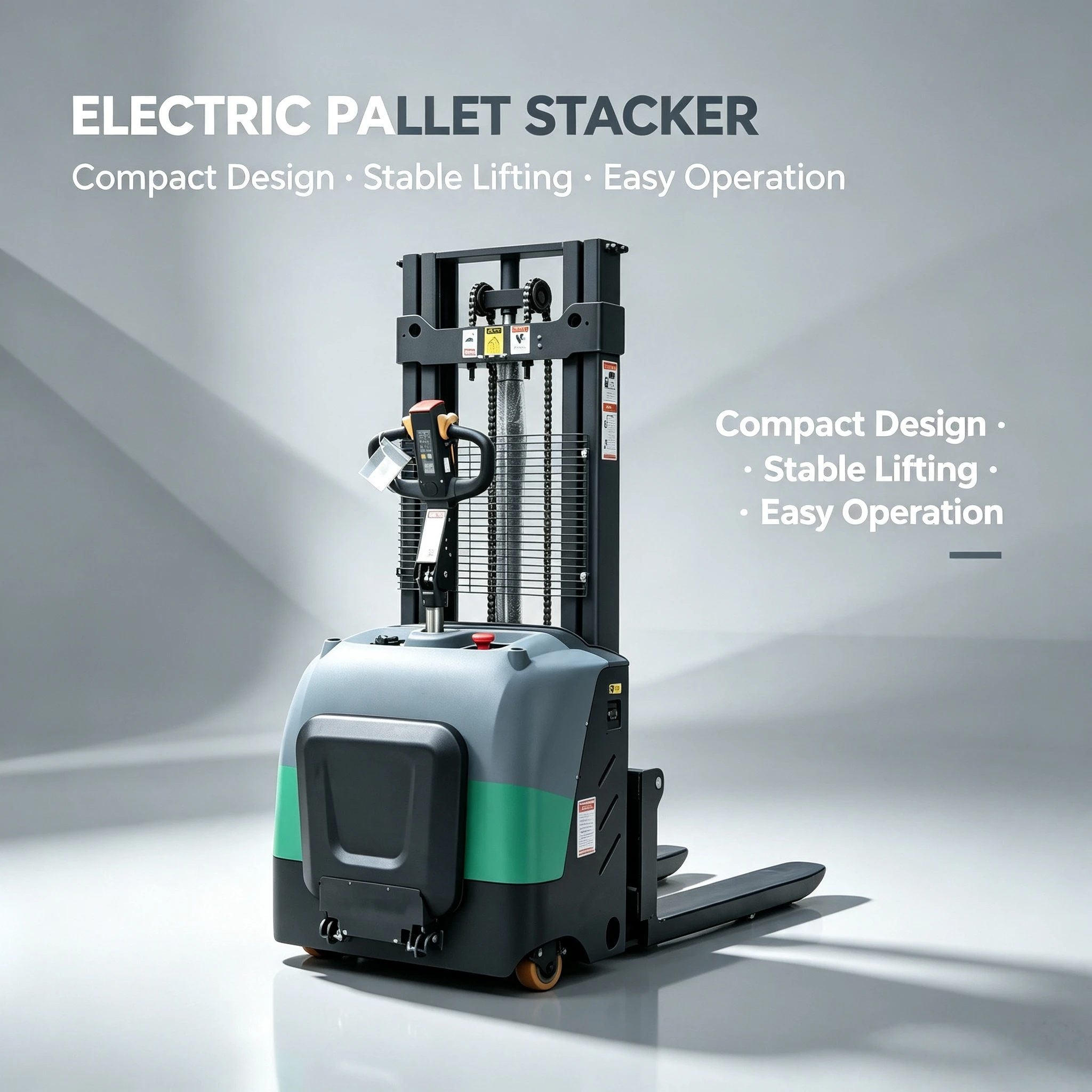 1.5 Ton CE Certified Full Electric Stacker Compact Battery-Powered Pallet Truck for Material Handling Semi-Automatic Container L