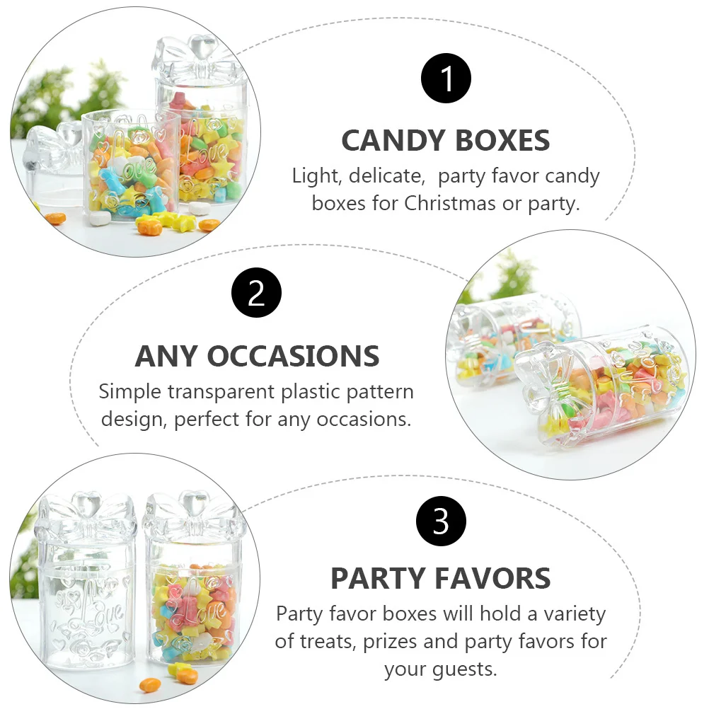 

12Pcs Candy Boxes Transparent Plastic Wedding Storage Containers Party Favor Souvenirs Candy Box Cookie Box Storage Container