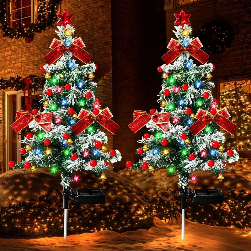 Solar cedar Christmas Tree lights decorated outdoor patio garden lawn lights inserted Christmas atmosphere nightlights