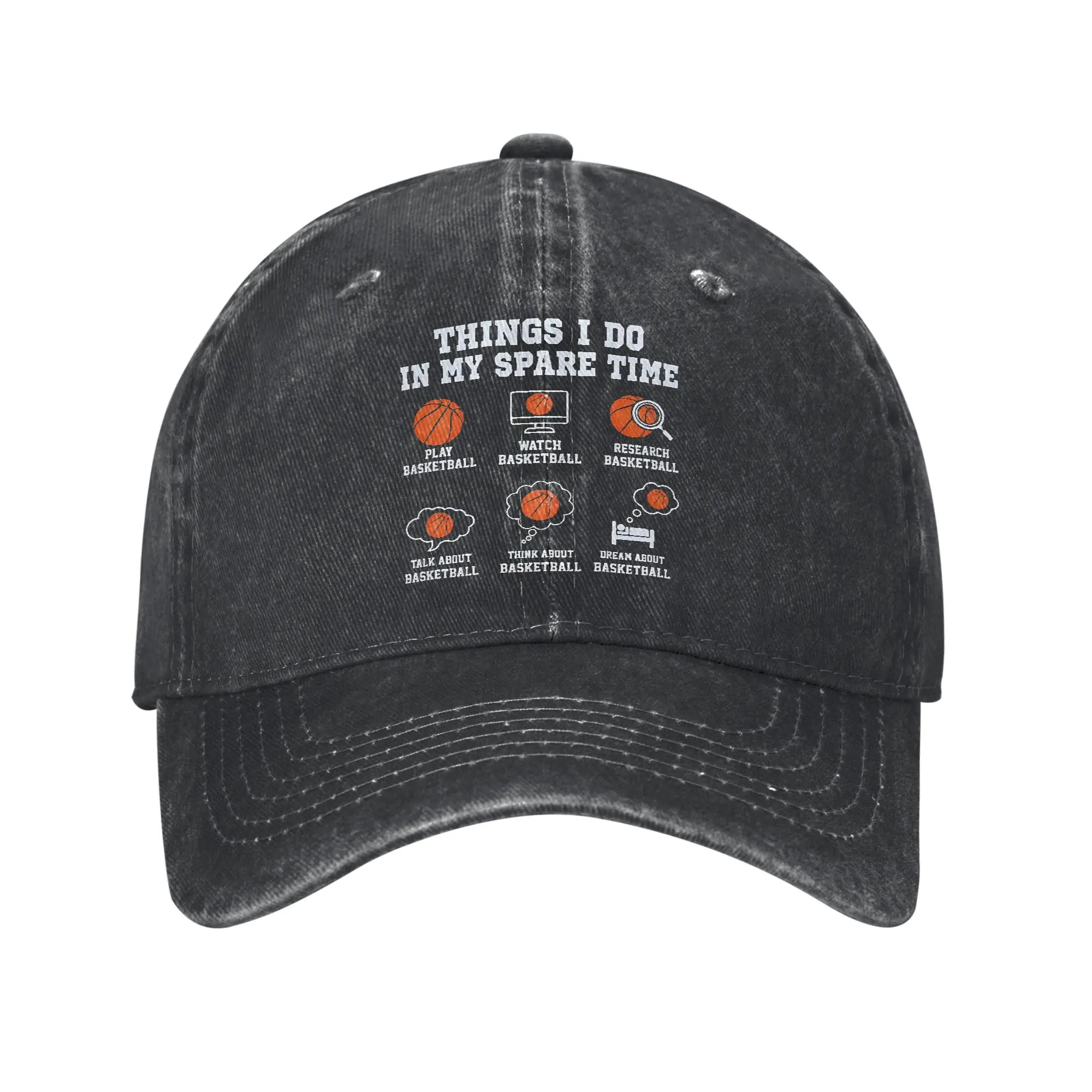 Things I Do In My Spare Time Funny Basketball Baseball Caps Distressed Washed  Snapback Cap Unisex Outdoor All Seasons Caps Hat
