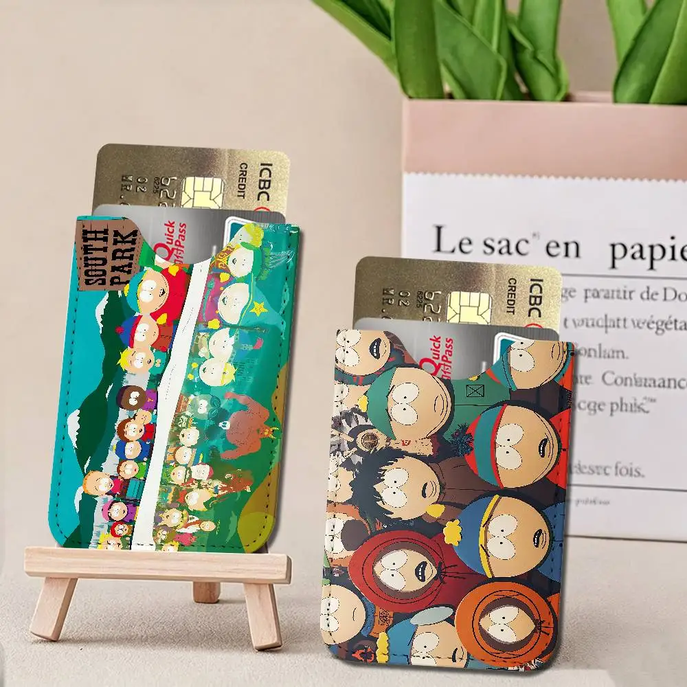 Cartoon S-South Cute P-Park PU Leather Slim Credit Card ID Card Organizer Portable Business Card Case for Daily Outdoor Carry