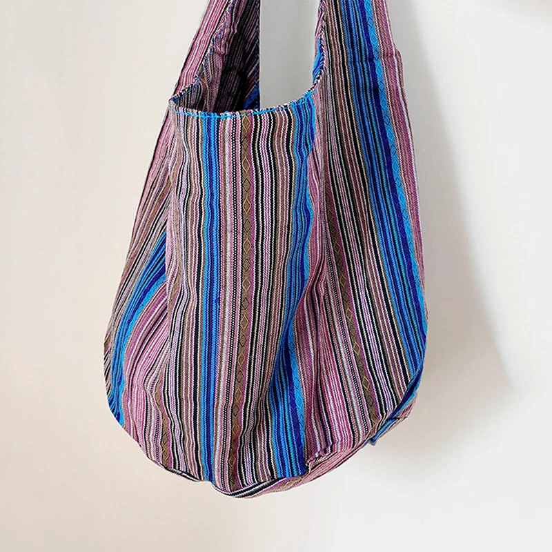 Damen Boho Chic Aztec Tote Bag Ethnic Sling Umhängetasche Schultertasche für Arbeit Reisen Lady Stricken Canvas Gypsy Hippie Bag – Detail 20