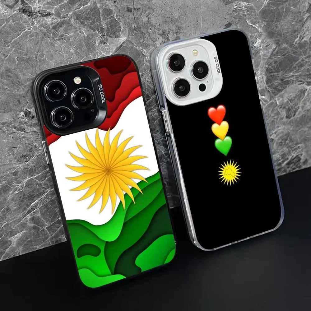 كردستان العلم المحمول قضية الهاتف الخليوي آيفون 17 16 15 14 13 12 11 X XR XS 8 7 برو ماكس زائد شفافة اللون غطاء جميل #2