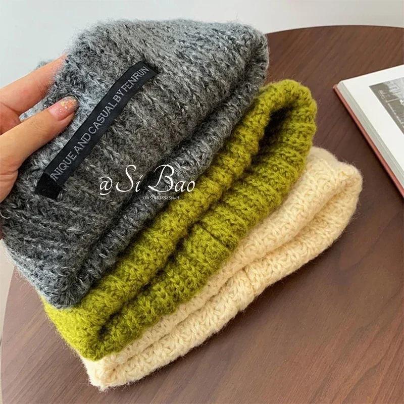 Big Head Circumference Wool Hat Unisex Winter Beanie Skullies Hat Women Knitted Bonnet Beanie Caps Men Warm Knit Pile Cap여름모자여자