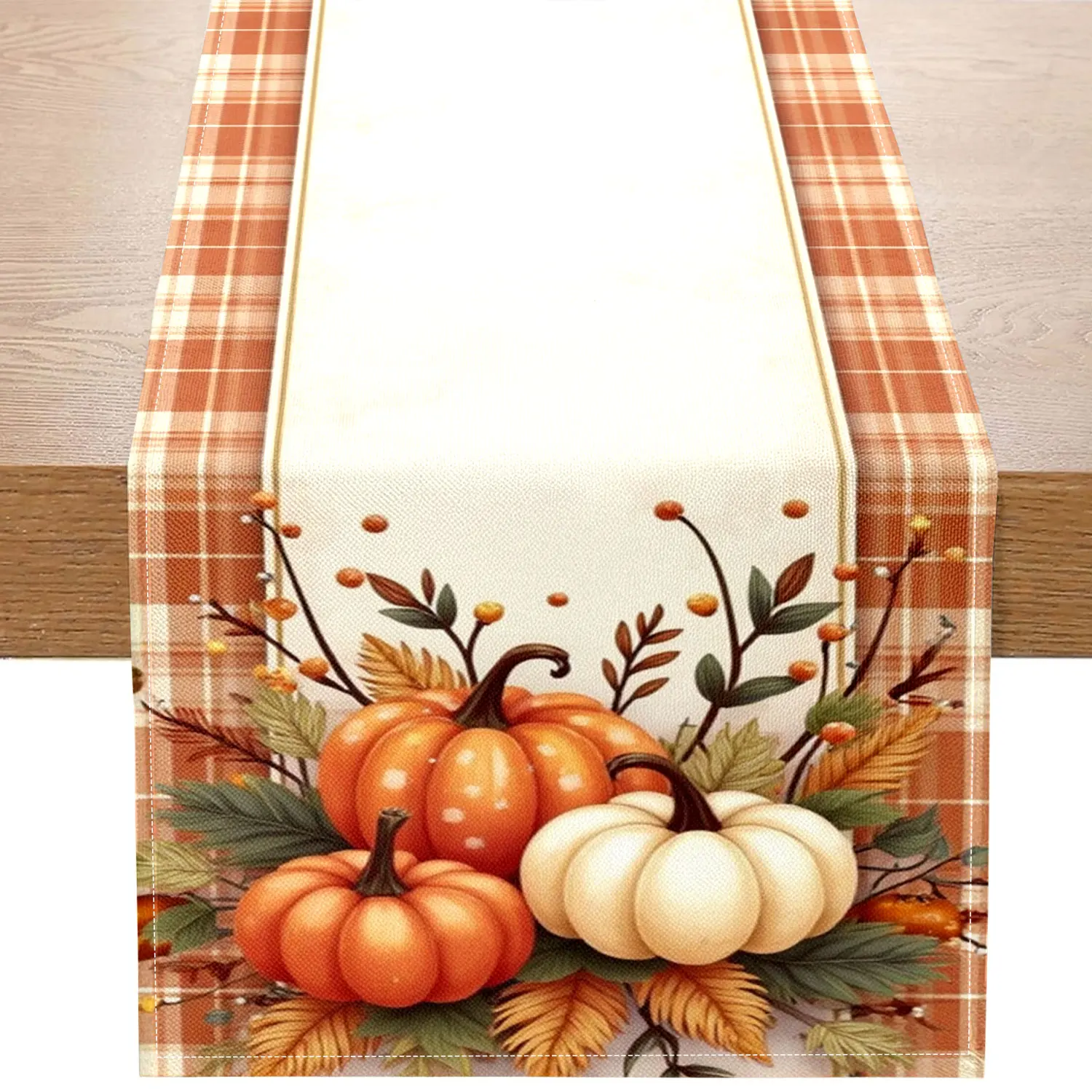 

1 Piece of Autumn-Themed Table Runner with Pumpkin and Autumn Leaf Patterns, Suitable for Thanksgiving and Autumn Family Gatherings