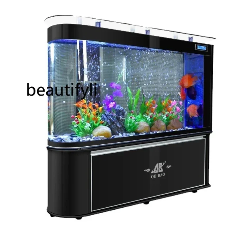 

Home Fish Tank Living Room Floor Home Screen Large and Medium-Sized Ecological Aquarium Change Water