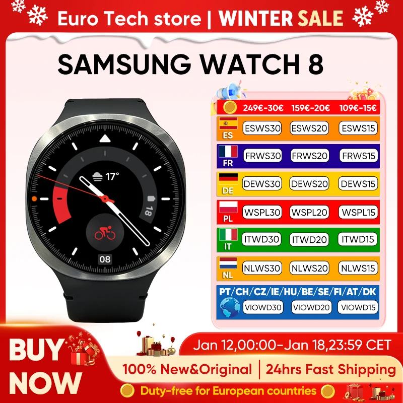 Samsung Galaxy Watch 8 nuevo 2025 duración de la batería de 30 horas con encendido AOD, admite carga inalámbrica (cargador incluido); Bluetooth 5.3,