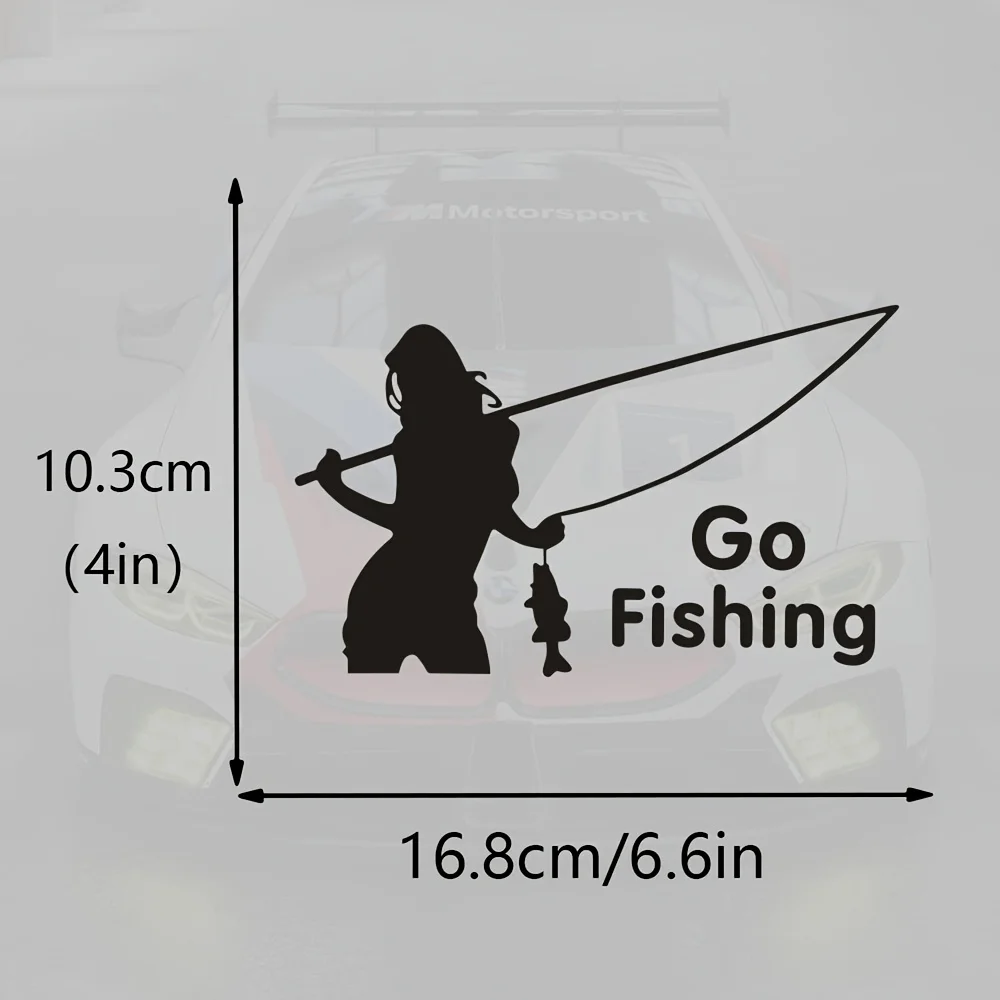 Fishing Girl Car Sticker Glossy Durable Vinyl Decal for Motorcycle Scooter E-bike Outdoor Enthusiasts