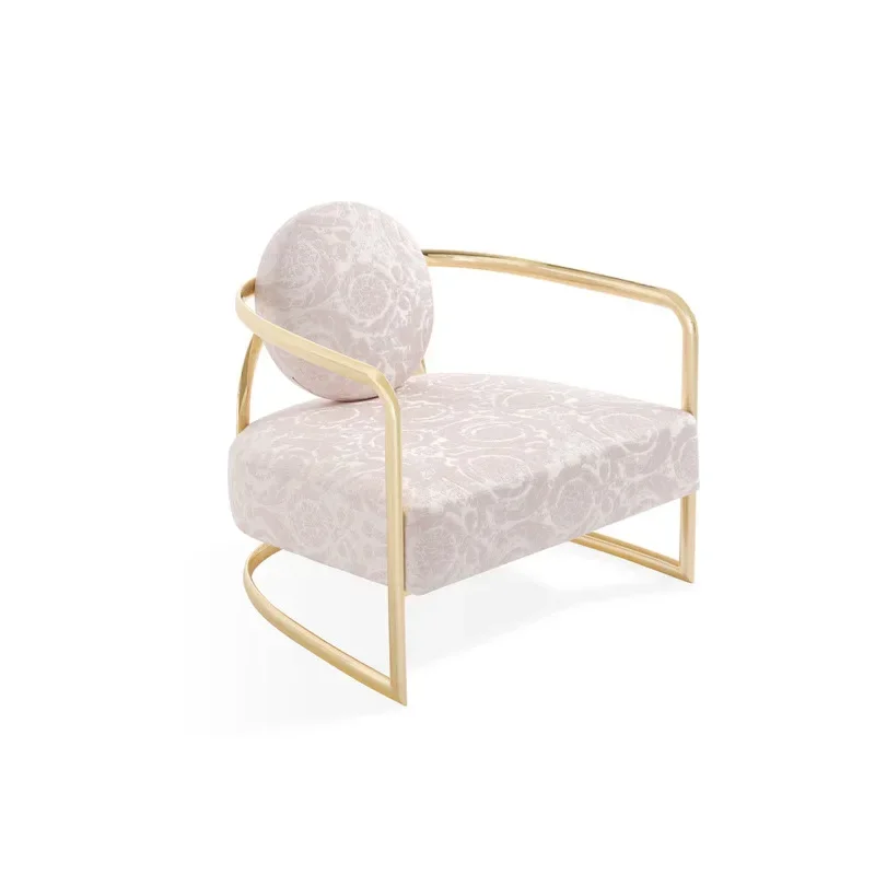 

Light luxury embroidered fabric sofa chair, living room home villa high-end sense, metal single armchair