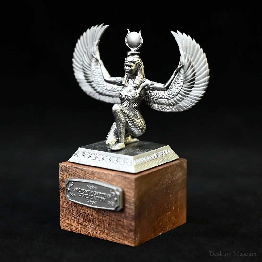 Hand-Painted Epoxy Resin Egyptian Goddess Isis Statue 90mm - Home Office Desk Decor Collectible