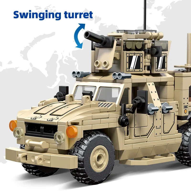 418PCS Military Fighting Vehicle WW2 Model Building Blocks Army Military Weapon Vehicle Figures Bricks Toys for Kids Gifts