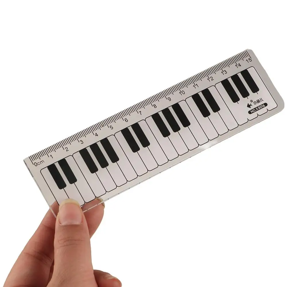 Students Portable Scale Ruler 15cm Plastic Stationery Straight Rulers Black White Musical Notes Measuring Ruler Piano Rule