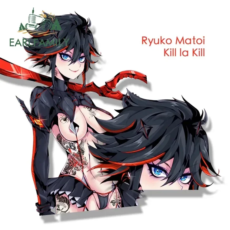EARLFAMILY Gothic Matoi Ryuuko Car Sticker Janpan Anime KILL La KILL Sketch Waifu Decal JDM Cartoon Peeker Girl Fanart Stickers view 2