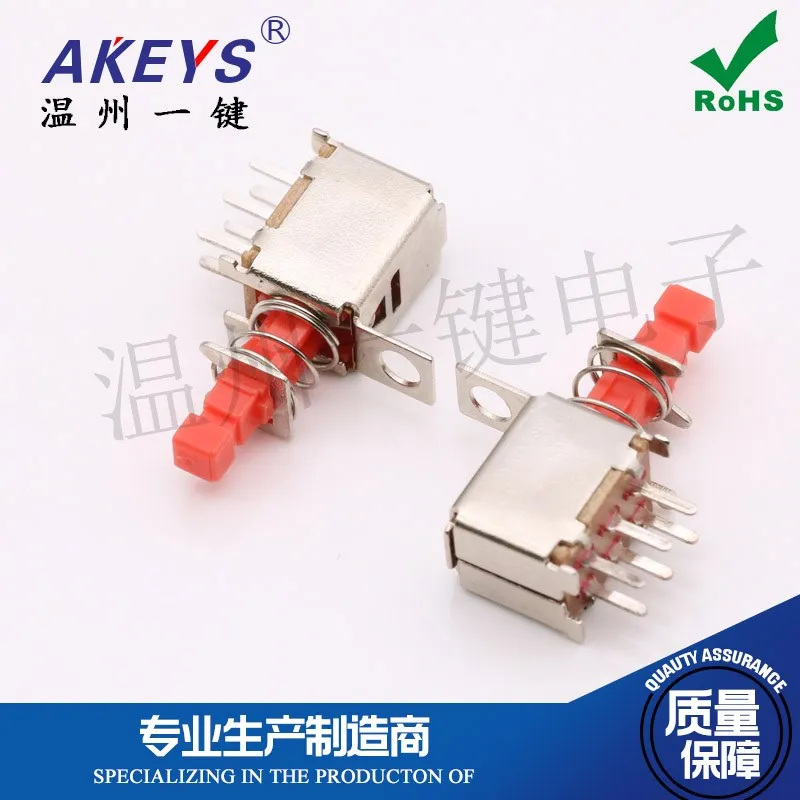 10pcs PS-22F05 Double Row 6 Feet Power Switch Self-Locking A05 Power Connector with Fixed Hole Switch Button