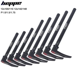 HEPPE Bike Thru Axle 12x100/110 12x142/148 MTB Road Bike Front Fork Shaft Skewer Rear Thru Axle Quick Release M12xP1.0/1.5/1.75